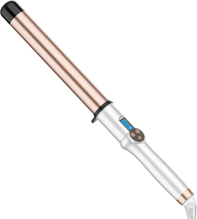 Hoson 1 1/4 Inch Extra Long Barrel Curling Wand, Ceramic Tourmaline Curling Wand Professional Dual Voltage with Adjustable Temperature - Image 1